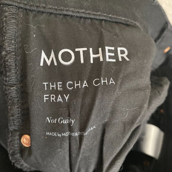 Mother Denim The Cha Cha Fray Flare Jeans in Not Guilty 28 x 27 Black Mid-Rise - Picture 3 of 8